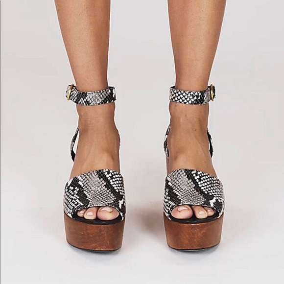 Tory Burch Platform Sandals with Snakeskin Straps
